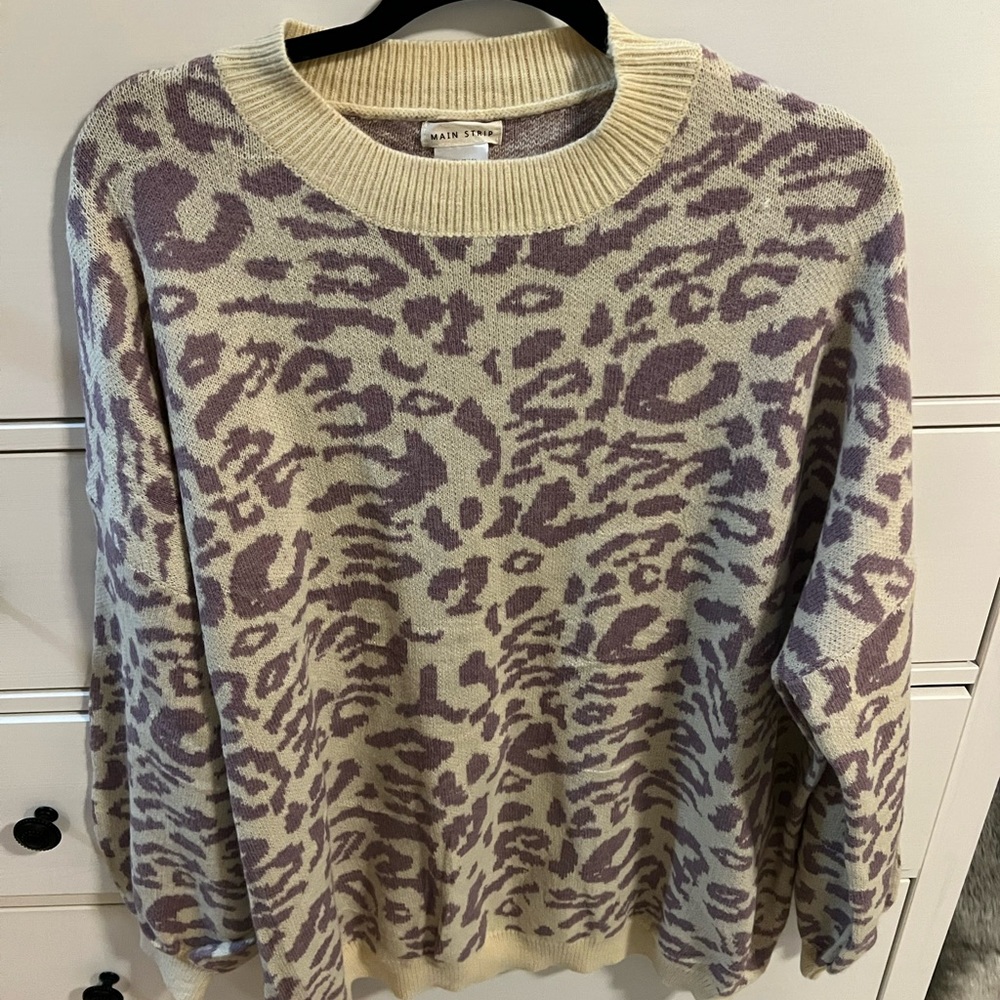 Main Strip Leopard Print Sweater